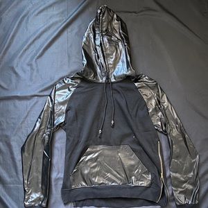 Leather fashion hoodie